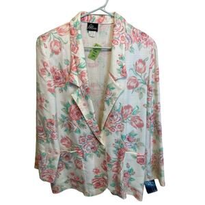 Vintage 90s Pyke Floral Oversized Blazer Jacket Deadstock Lightweight Size 8